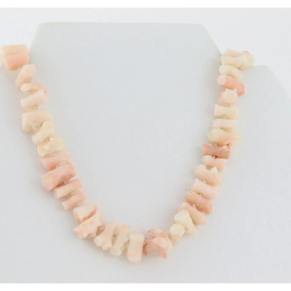 Angel Skin Coral Bead Necklace Long 32" inch